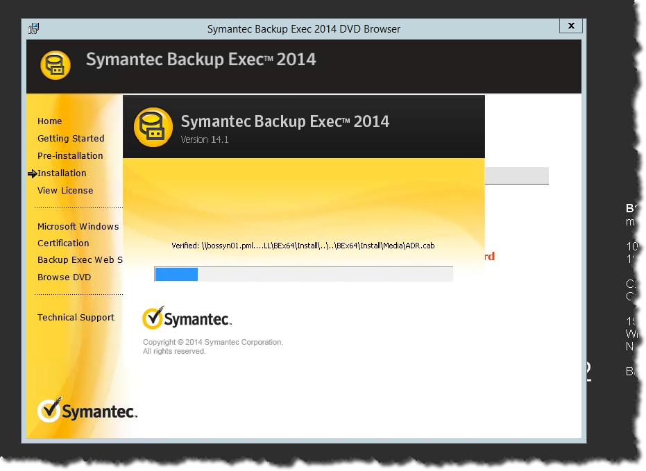 how to install symantec backup exec 2014